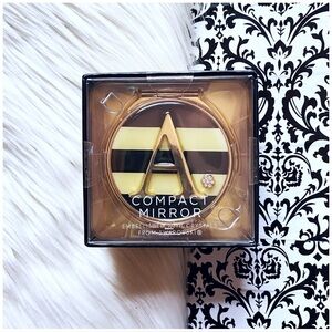 NWT Argento SC : ‘A’ initial stripe embellished Swarovski crystal compact mirror